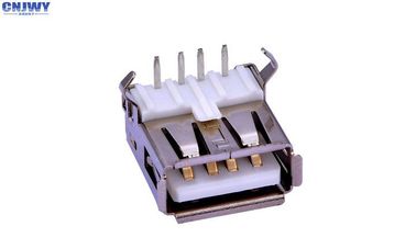 Wanita DIP tipe 2.0 Micro USB Konektor Sudut Kanan Bahan LCP Putih - Resin