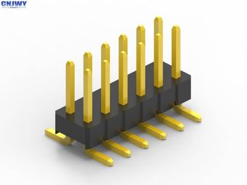 SMT Male Pin Header Connector Right Angle Gold Flash Dual Row Isolasi yang baik