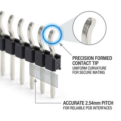 Sudut kanan Single Row Male Pin Header Connector 2.54mm Pitch 90 Degree PCB Through-Hole