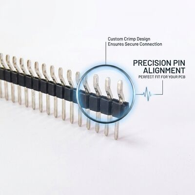 Sudut kanan Single Row Male Pin Header Connector 2.54mm Pitch 90 Degree PCB Through-Hole