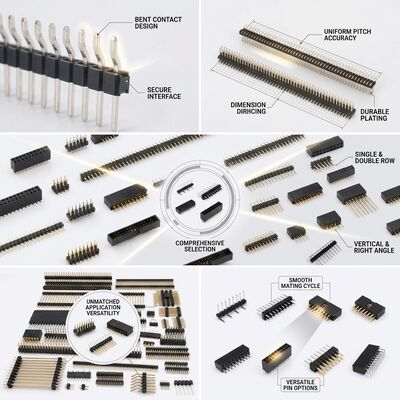 Sudut kanan Single Row Male Pin Header Connector 2.54mm Pitch 90 Degree PCB Through-Hole