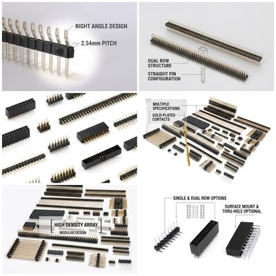 Double Row Straight Male Pin Header Connector 2.54mm Pitch PCB Through-Hole Konfigurasi 80-Pin