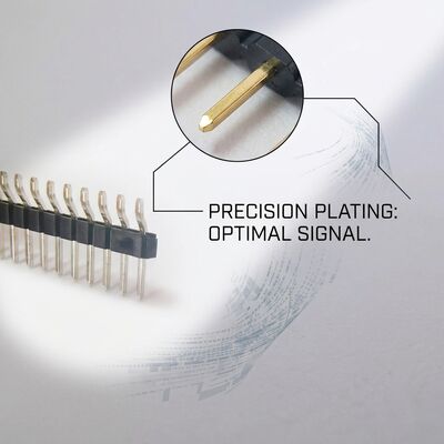 Single Row Straight Male Pin Header Connector 2.54mm Pitch Through-Hole PCB Mount 40-Pin Strip