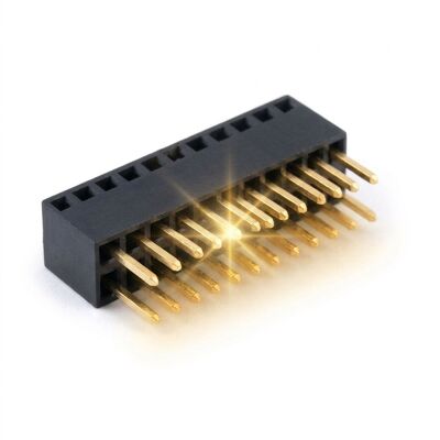 Header Soket Pin Female Bulat Mesin 2.54mm 40 Pin Emas Di Atas Nikel Putar Presisi