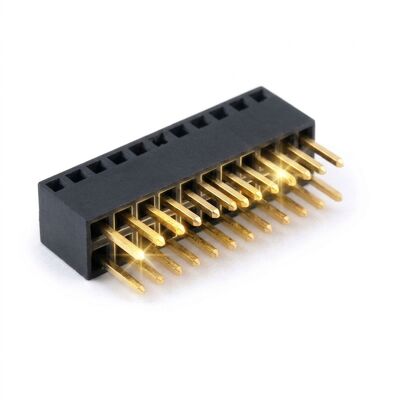 Header Soket Pin Female Bulat Mesin 2.54mm 40 Pin Emas Di Atas Nikel Putar Presisi