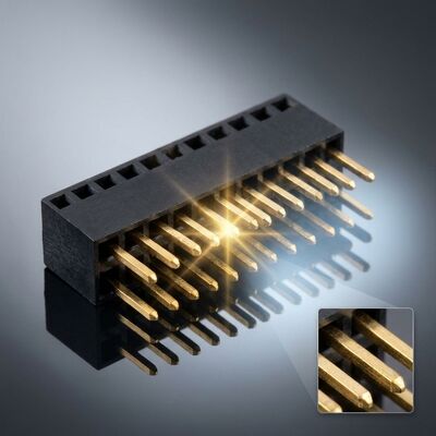 Konektor Header Wanita Pitch Tiga Baris 1.27Mm 3X40P Soket PCB Kepadatan Tinggi Flash Emas