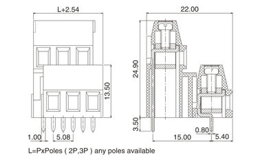 Dual Row PCB Pluggable Terminal Block, M3 Baja 5.08mm Pitch 2*04P Hijau PA66 SN