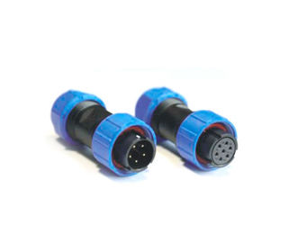 Diameter 25mm Plug konektor penerbangan 7 Pin Hitam Dan Biru 5A Kabel menghubungkan
