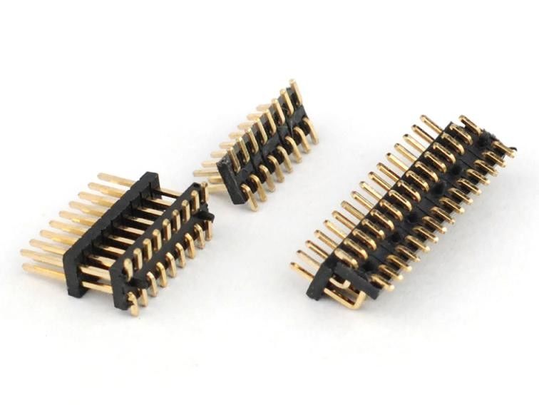 1.27 mm Pitch Male Pin Header Connector Dua Baris Hitam PA9T Plastik