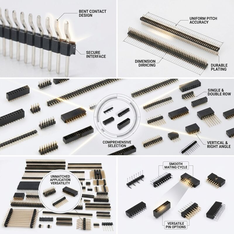 Sudut kanan Single Row Male Pin Header Connector 2.54mm Pitch 90 Degree PCB Through-Hole