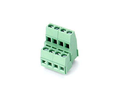 Dual Row PCB Pluggable Terminal Block, M3 Baja 5.08mm Pitch 2*04P Hijau PA66 SN
