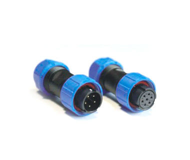 Diameter 25mm Plug konektor penerbangan 7 Pin Hitam Dan Biru 5A Kabel menghubungkan