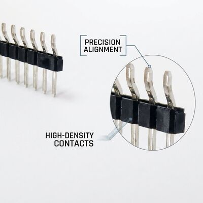 Konektor Header Male Bulat Pin Mesin Pitch 2.54mm Kontak Presisi Mesin Baris Ganda PCB