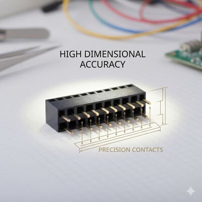 Konektor Header Female SMD Sudut Kanan Pitch 1.27MM Profil Rendah Baris Ganda Desain PCB Ultra-Tipis Kilat Emas